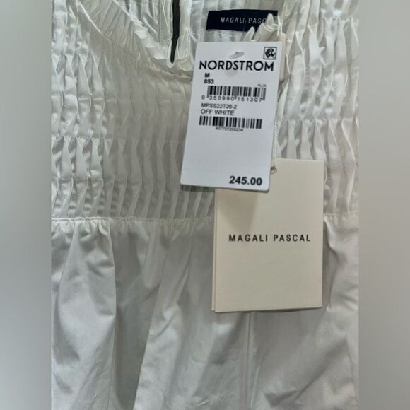 Magali Pascal Odella Off White Ruffle Shirred Yoke Cotton Top Size M NWT - Picture 3 of 10